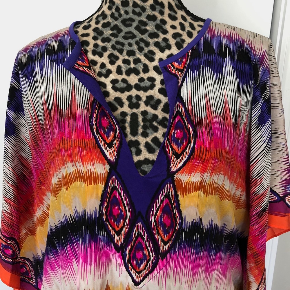 Trina Turk 100% Silk Kaftan Theodora Top Resort-wear, Swim Cover Up - Picture 2 of 7